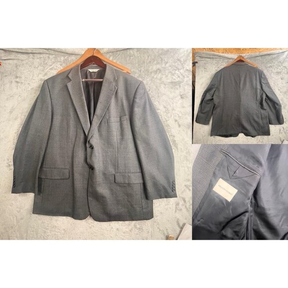 Pronto Uomo Blazer Mens 50 Regular Gray Wool Sport Coat Jacket Windowpane Check - Picture 1 of 16